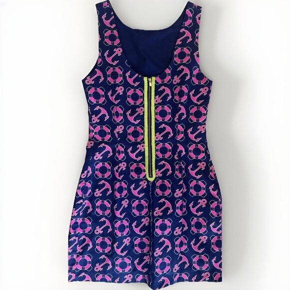 Macbeth Collection Dress Women’s Medium Margaret Joseph’s Nautical Navy Pink - Picture 1 of 8